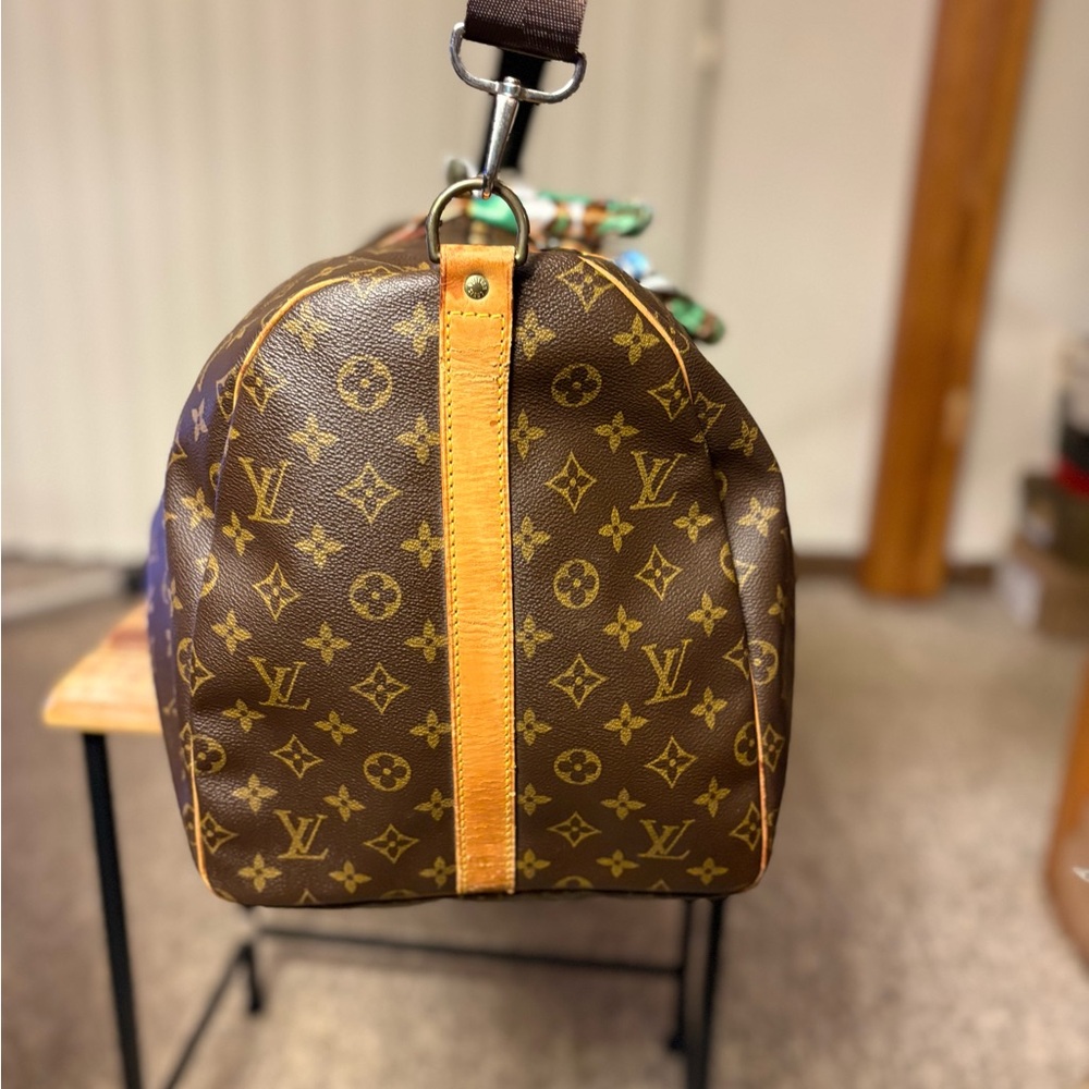Louis Vuitton Brown Monogram Canvas Keepall 55 Duffel Bag with unbranded strap - Picture 4 of 15